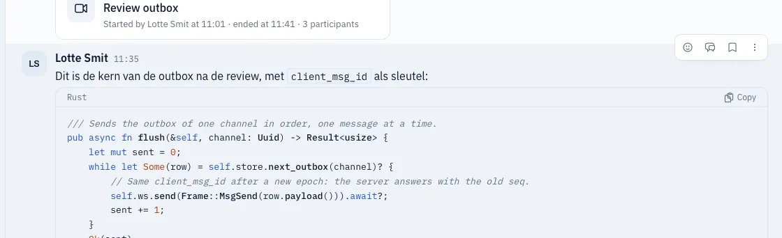 A code block with language label and the Copy button