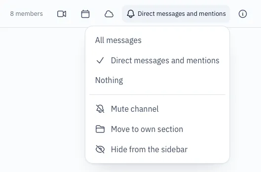 The Notifications and sidebar menu