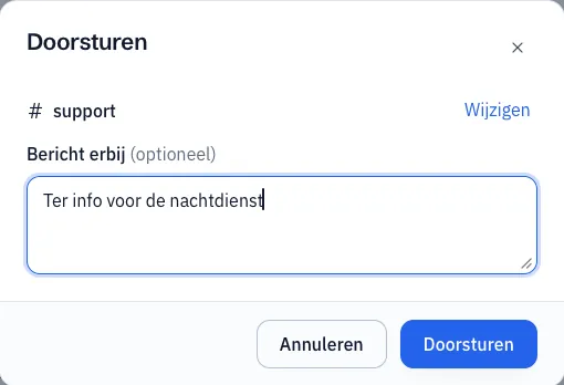 Het venster Doorsturen