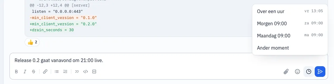 Het menu Later versturen