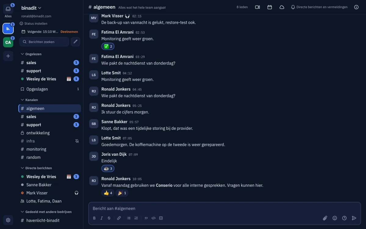 Conserio in het donkere thema