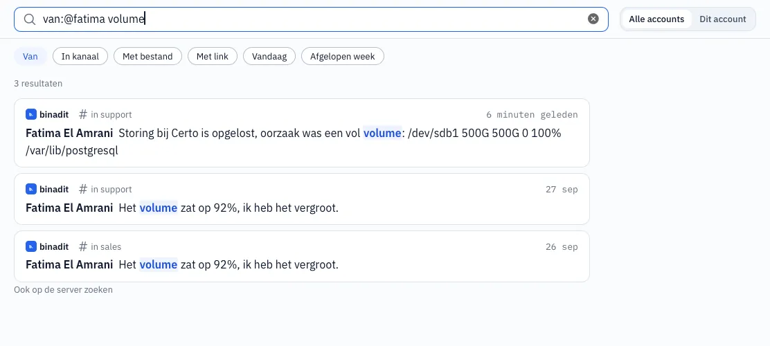 Zoeken met een filter op afzender